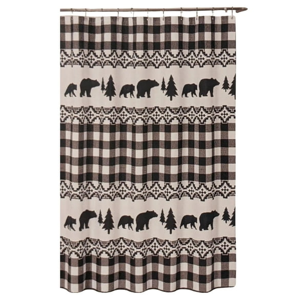 Black and White Country Bear Square Shower Curtain 70.75" x 70.75"