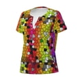 thumbnail image 5 of Fuzoiu Colorful Tie Dye Stained Glass 1 Print Women's V-Neck T-Shirt,Women's Short Sleeve Top, Comfortable for Work, Leisure, and Sports, 5 of 7