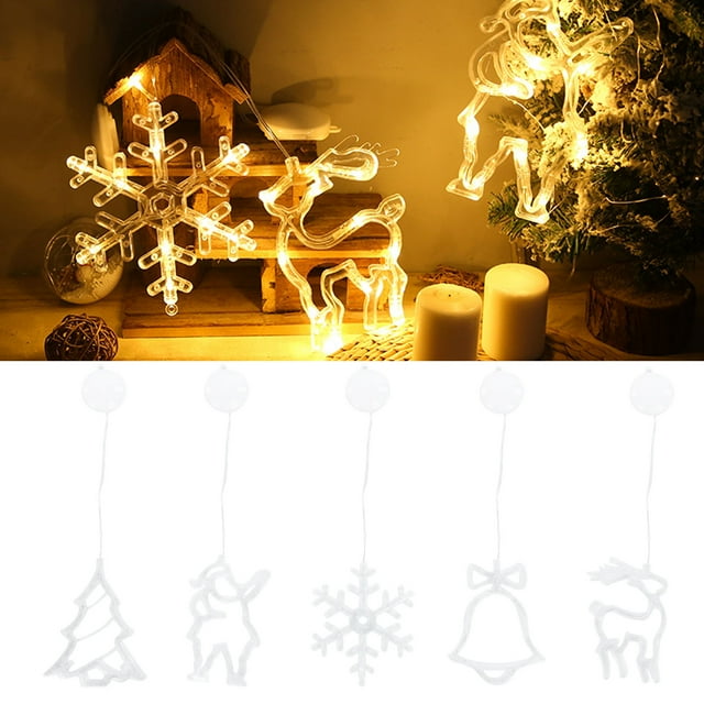 Luz LED navideña, 5 piezas/juego de luces LED navideñas con ciertas ventosas, luces de cadena de árbol de alce magistralmente creadas Jadeshay A