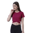 thumbnail image 2 of Moomaya Haut à Ourlet Croisé pour Femmes Manches Courtes Col Rond Tee-Shirt Blouse, 2 of 6