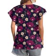 thumbnail image 4 of Blouse d'Été Grande Taille à Manches Courtes pour Femmes Mode Décontractée Col Rond à Volants Manches Courtes Imprimée Pull Col en V T-Shirt Femmes en Solde, 4 of 6