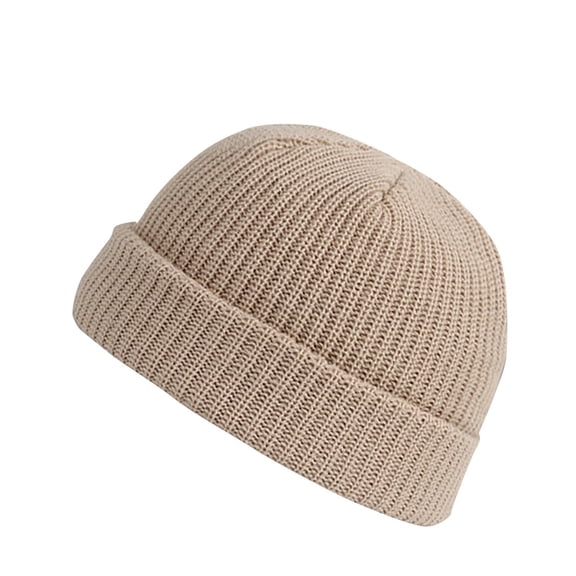 JFGHDG Warm Rib Knit Beanie for Men Women, Fleece Lined Beanie Warm Winter Caps Unisex Fashion Knit Cuffed Cap Beige One Size