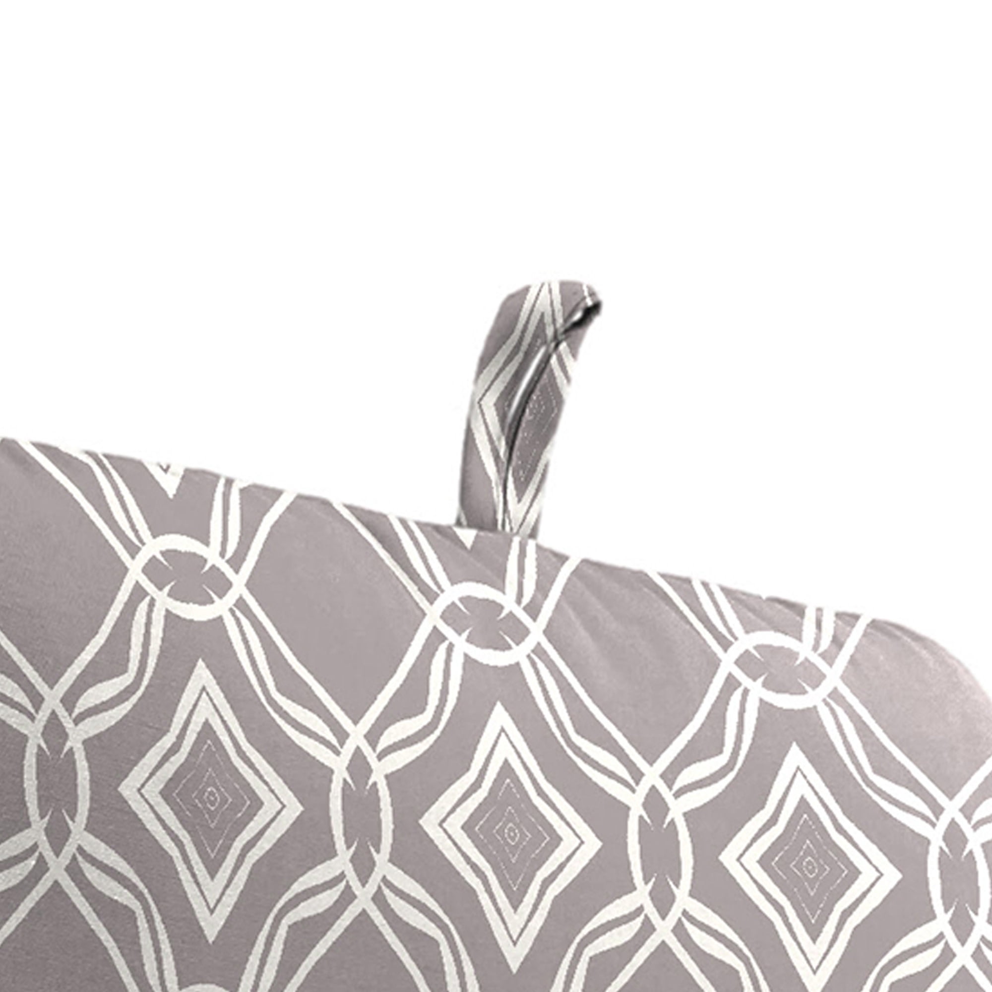 Jordan Manufacturing 45" x 22" Coby Gravel Gray Quatrefoil Rectangular Outdoor Chair Cushion with Ties and Hanger Loop