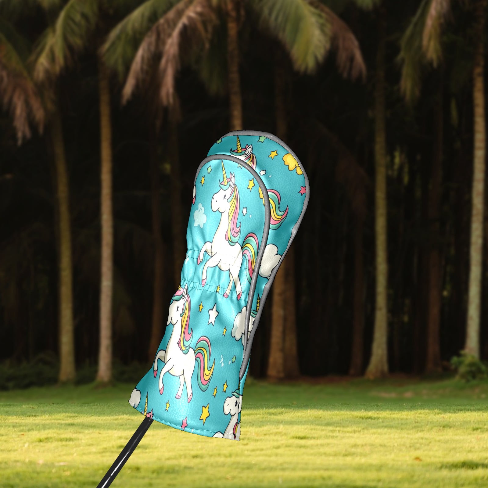 Golf Head Covers Beautiful Horse Design for Driver, Wood & Hybrid, Premium Waterproof PU Leather with Plush Lining, Elegant Animal Golf Gifts