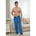 thumbnail image 3 of Vulcanodon Mens Flannel Pajama Pants, Soft Plaid Sleep Fleece Lounge Bottoms with Pockets(Royal Blue- Plaid, M), 3 of 4