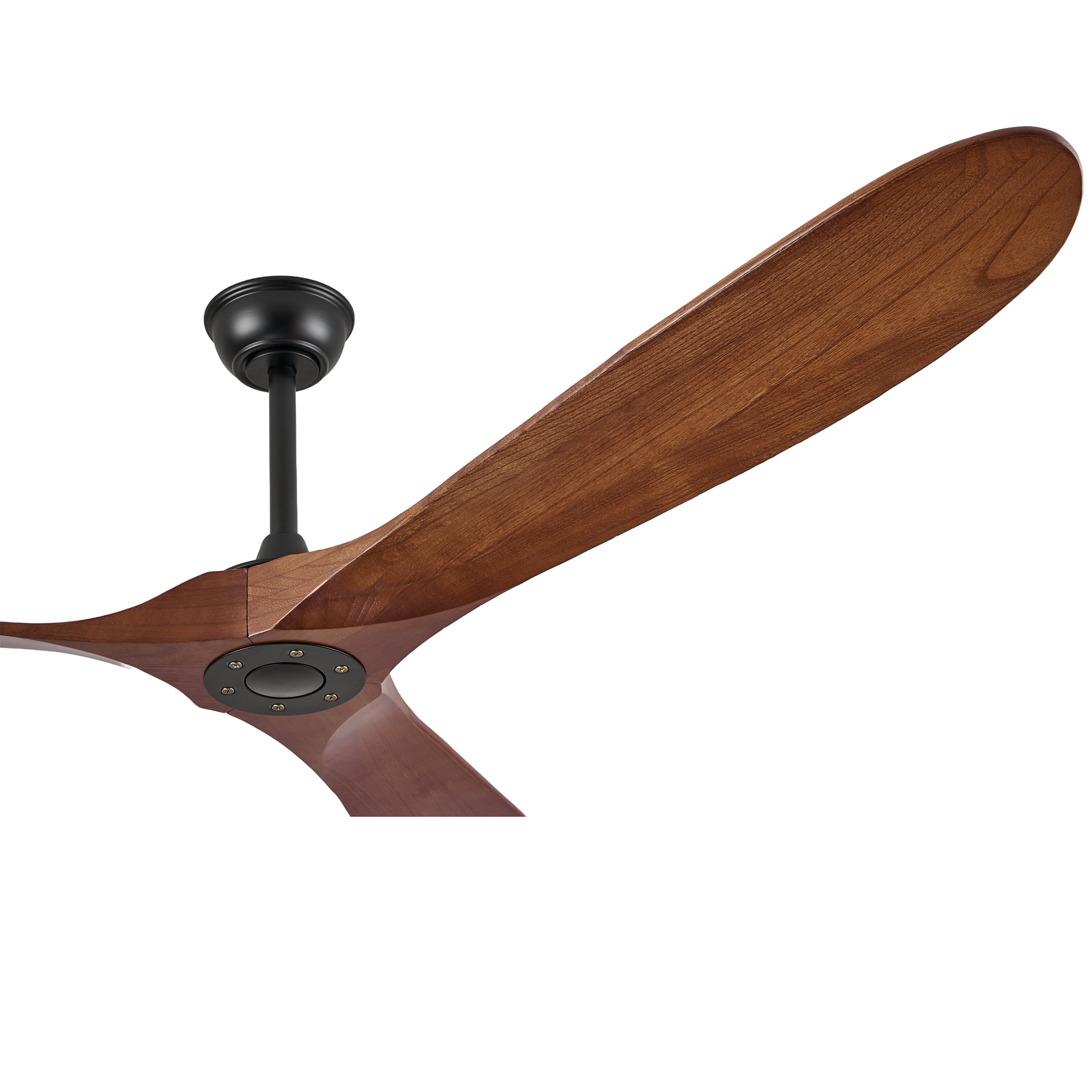 70'' Modern 3-Blade Ceiling Fan (No Light) – Solid Walnut Wood Propeller Ceiling Fans, Quiet DC Motor & Standard Remote Control | Indoor/Outdoor Use for Patio, Coastal & Farmhouse Spaces