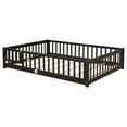 thumbnail image 4 of Bellemave Full Size Floor Beds with Door, Wood Montessori Bed with Fence Railings & Support Slats, No Box Spring Needed (Espresso), 4 of 10
