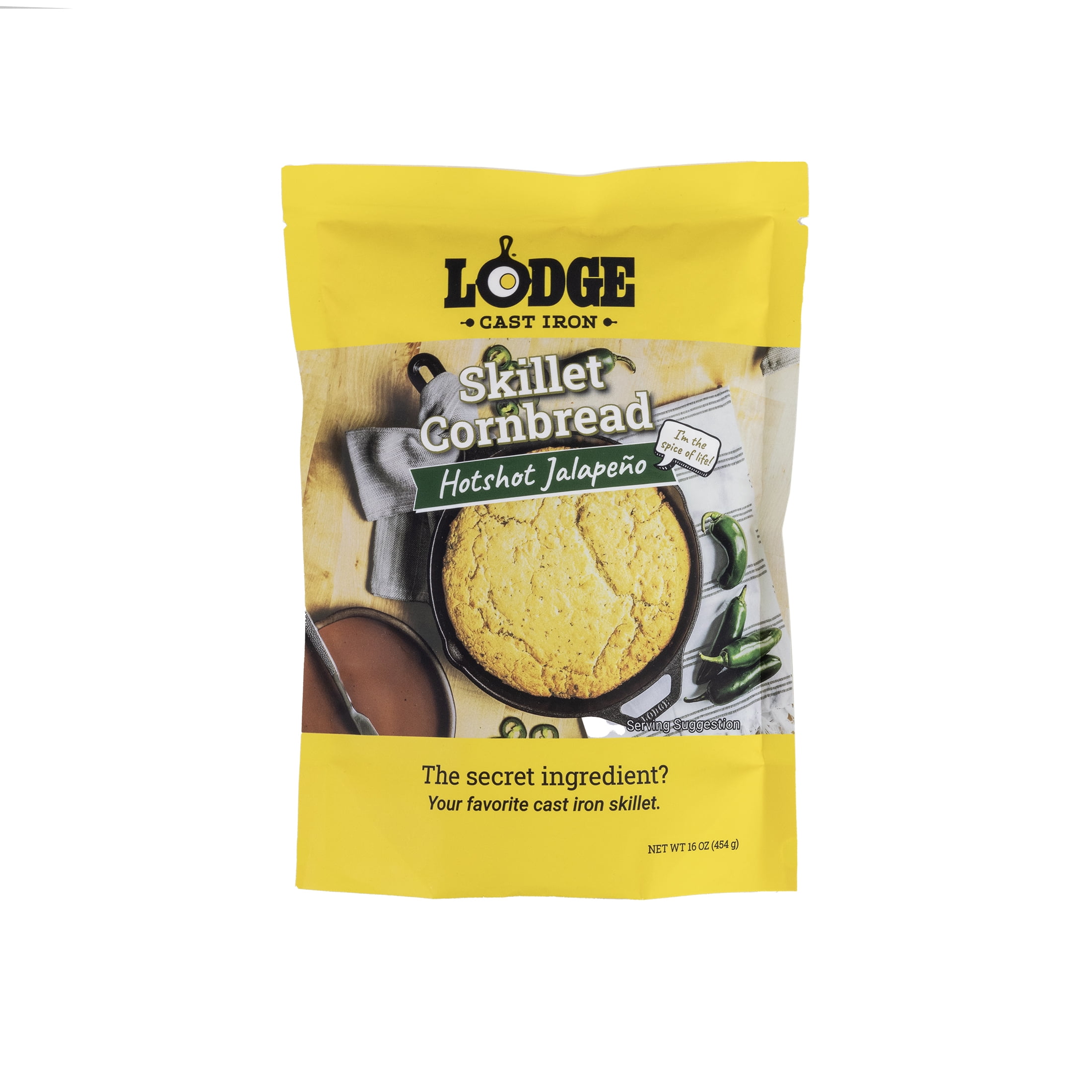 (3 pack) Lodge Cast Iron Skillet Cornbread Mix, Hotshot Jalapeno, 1-Pack, 16 oz