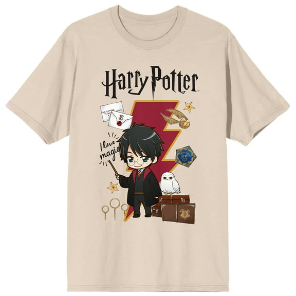 Harry Potter Kanji Lightning Bolt Art Crew Neck Short Sleeve Women's Natural T-shirt-3XL