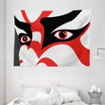 thumbnail image 1 of Kabuki Mask Decoration Tapestry, Japanese Drama Kabuki Face with Dramatic Eyes Cultural Theater, Wall Hanging for Bedroom Living Room Dorm Decor, 80W X 60L Inches, Black White Red, by Ambesonne, 1 of 2
