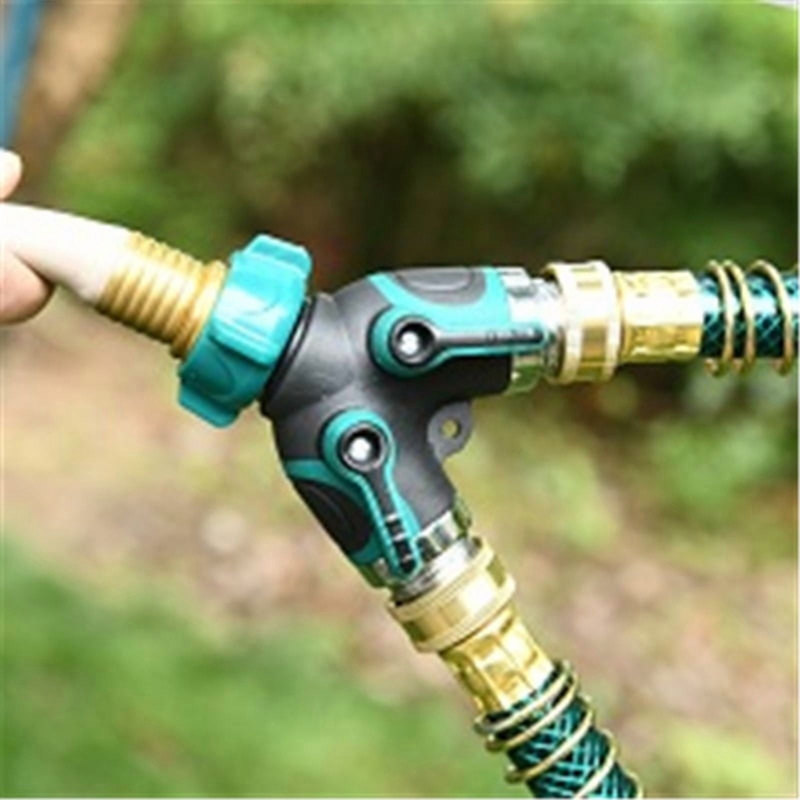 2pcs 2 Way Hose Splitter Comfortable Rubber Grip and Rotatable Top Quick Connect Garden Hose Tee Equipment Valve Shut Off (Dark Green 2)Interface diameter 2.5cm, height 9cm)
