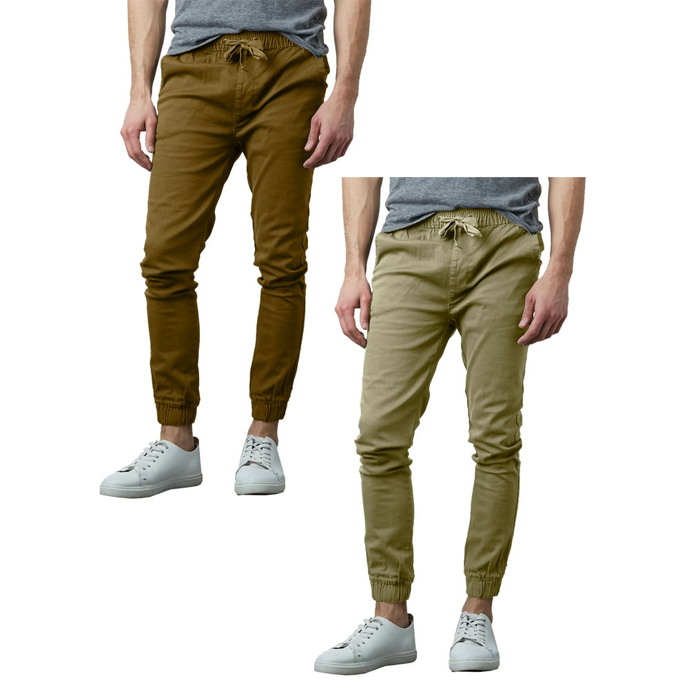 GBH - Mens Slim-Fit Cotton Twill Jogger Pants (2-Pack) - Walmart.com ...