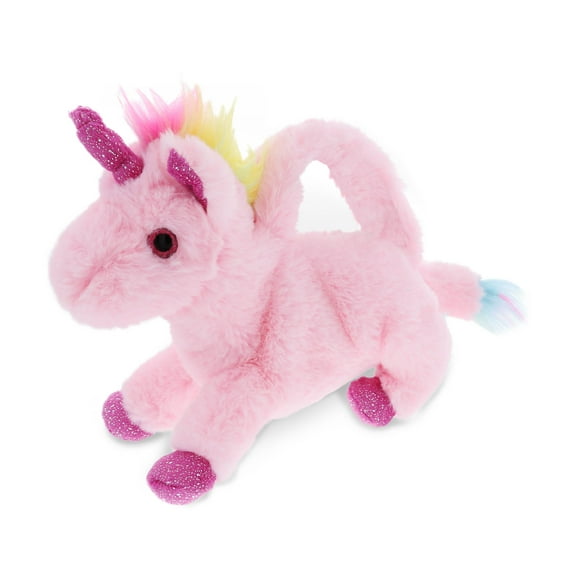 DolliBu Pink Unicorn Plush Handbag - Super Soft Plush Stuffed Animal Purse for Children's Accessories, Kids Hand Bag Toy Purse, Pretend Play, Fluffy Dress Up Toy Purses For Girls & Boys - 11 Inches