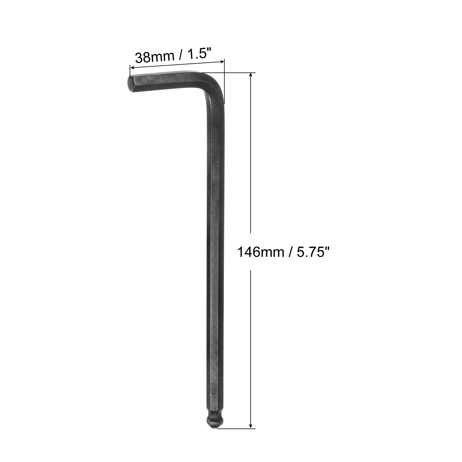 Unique Bargains Ball End Hex Key Wrench L Shaped Long Arm CR-V Black 6mm