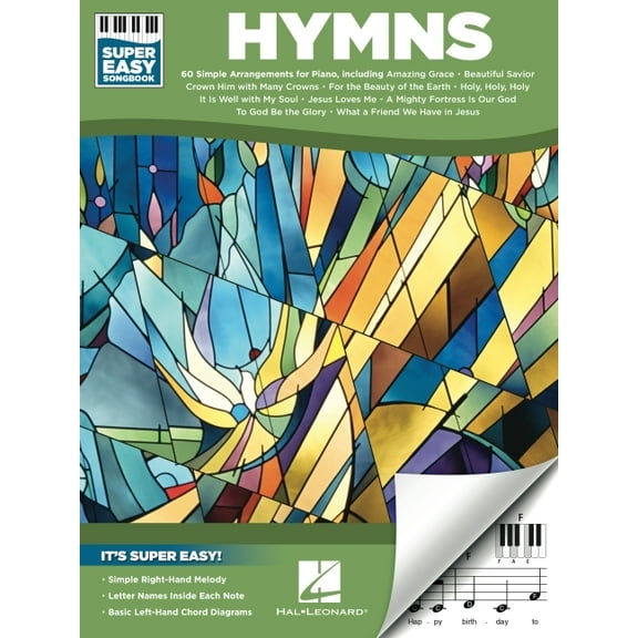 Hymns - Super Easy Songbook 60 Traditional Christian Hymns for Beginner Piano Includes Amazing Grace Rock of Ages and Mo, (Paperback)