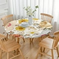 thumbnail image 6 of 44in Round Tablecloth with Elastic Edge, Waterproof Fitted Table Cover for 36-44" Tables, Floral Theme Polyester Reusable Table Cloths Wipe Clean for Picnic, Dining, Outdoor Use and Party Decor, 6 of 7