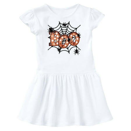 

Inktastic Halloween Boo with Spiders in Web Gift Toddler Girl Dress