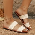 thumbnail image 4 of Summer Women Sandals Flat Heel Open Toe Slip-on Summer Casual Shoes Women's Fashionable Leisure Summer Solid Color Beach Sandals, 4 of 9