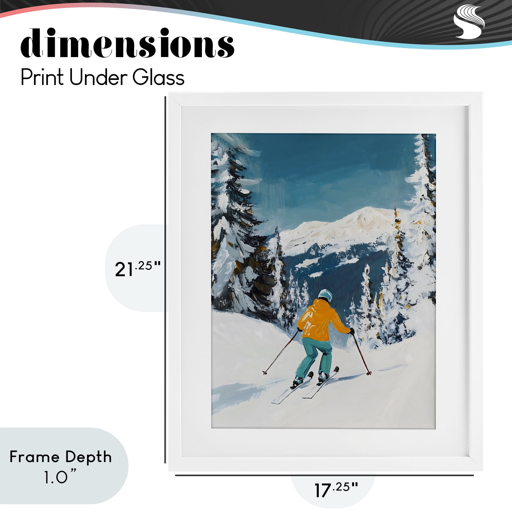 Stupell Industries Downhill Skier on Mountain White Framed Print Under Glass, design by The Prints Vibe