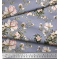 thumbnail image 3 of Soimoi Grey Cotton Poplin Fabric Leaves & Rose Floral Fabric Prints By Yard 42 Inch Wide, 3 of 3