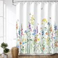 thumbnail image 2 of Floral Shower Curtain for Bathroom Flower Shower Curtain Watercolor Shower Curtain Colorful Butterfly Flowered Plant Wildflower Shower Curtain with Hooks, Machine Washable, 72''''Wx72''''H Spring, 2 of 6