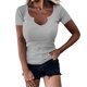thumbnail image 1 of Eres Más Que una Camisa de Puntuación de Prueba Sexy de Manga Corta Lentejuelas Suelta Camisa de Blusa con Cuello en V, Poliéster, 1 of 5