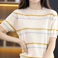 thumbnail image 5 of Ichuanyi Womens Stripe Tops 2026 Summer Short Sleeve Crewneck Lightweight Casual Pullover Shirts, 5 of 5