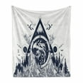 thumbnail image 1 of Tribal Soft Flannel Fleece Throw Blanket, Eagle with Forest and Mountains Astrological Design, Cozy Plush for Indoor and Outdoor Use, 50" x 60", Dark Blue Off White, by Ambesonne, 1 of 6