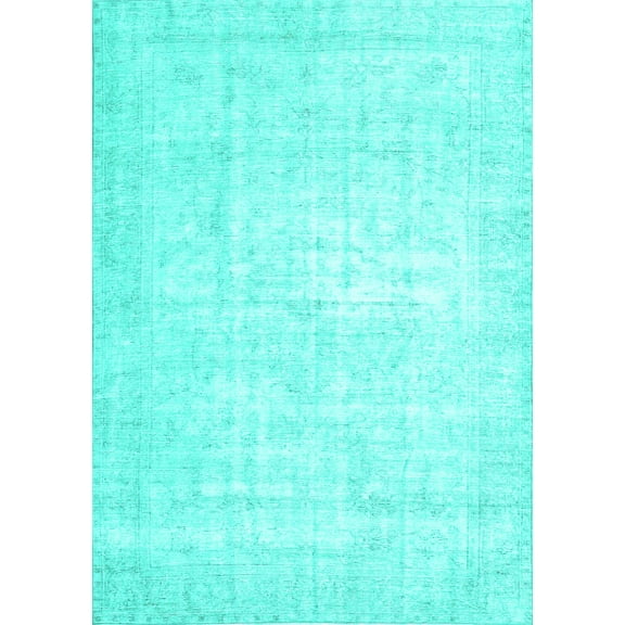 Ahgly Company Machine Washable Indoor Rectangle Persian Turquoise Blue Traditional Area Rugs, 5' x 7'