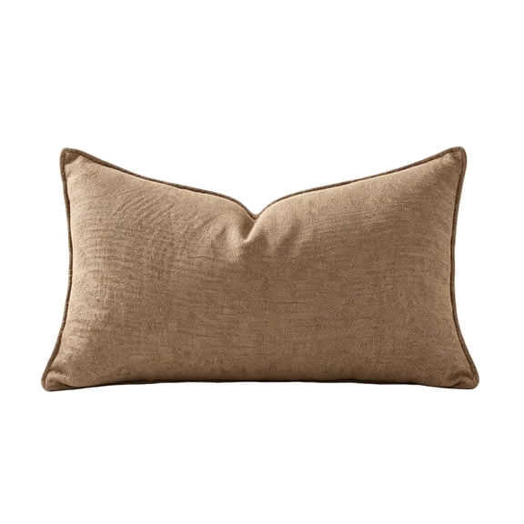MYUNNIL Long Lumbar Throw Pillow Cover, Soft Simply Farmhouse Rectangular Cushion Cover with Flange Edges, 12 X 20 Inch Fall Boho Seasonal Decorative Pillow Case for Sofa Bed Home Decor, Brown