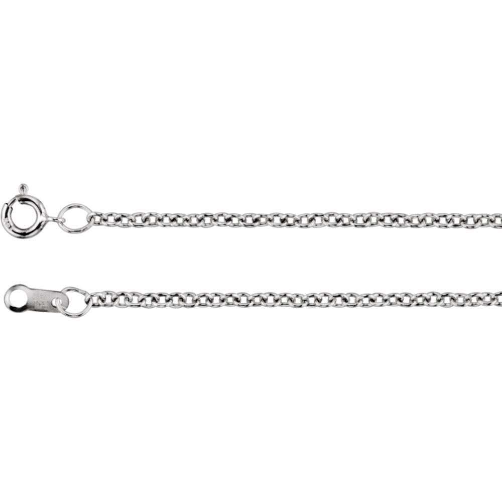 18K White Gold 1.5 mm Solid Cable Chain 