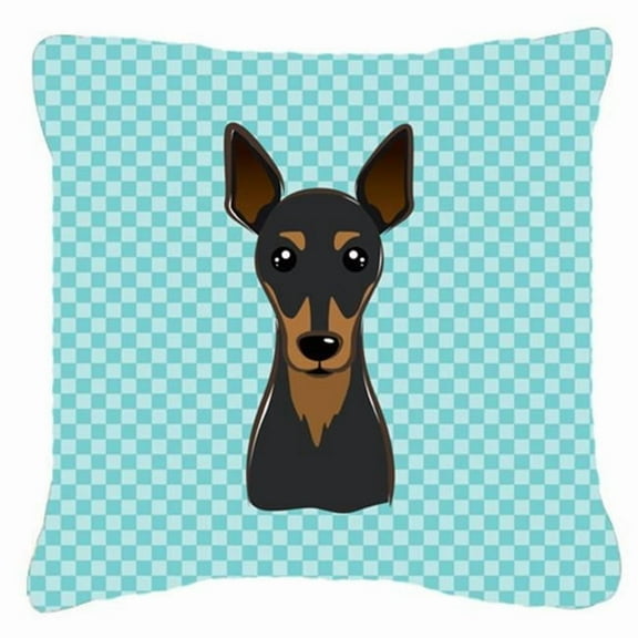 Carolines Treasures Checkerboard Blue Min Pin Canvas Fabric Decorative Pillow 18H x18W multicolor
