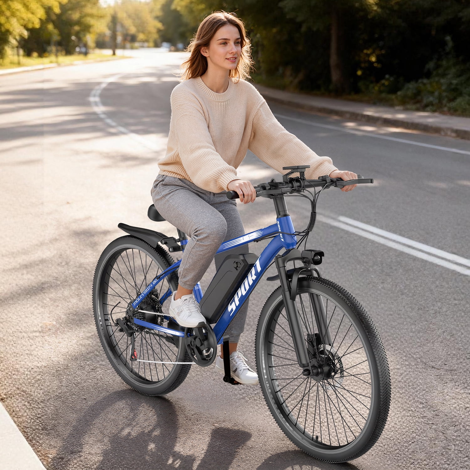 PostJoy Electric Mountain Bike 26" 1500W Peak Motor, 65 Miles 28MPH Ebike, 480Wh Battery Electric Bicycle for Adults 7 Speed Electric Bicycles Front Fork Suspension