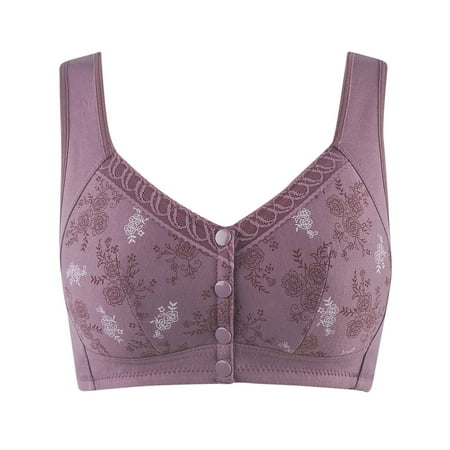 Mnyycxen Womens Daisy Bra Sports Push Up Bras Front Snaps Seniors Wireless Beauty Back Full Coverage Comfor Easy Close Bras