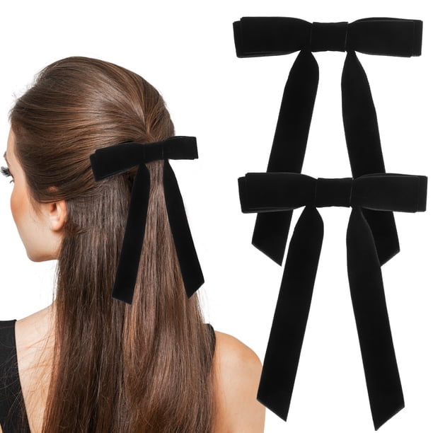 FELTECHELECTR 2 lazos de terciopelo para el pelo, pasadores, pinzas para el pelo, pasadores de terciopelo para mujer