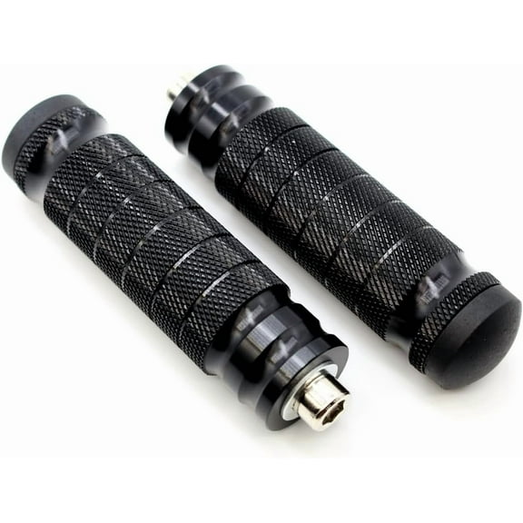 US Stock CNC Universal Motorcycle Racing Bike Foot Pegs Footrests Rearsets Rear Set Footpegs Rest Pedals 8mm Install Bolts, Black, FP-10