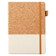 thumbnail image 2 of Two-Tone Split Design Notebook, 8.46 X 5.7 Inch Hardcover Leather Notebook with Elastic Band and Pen Loop, Portable Strap Notebook, Memo Notepad, Classic Writing Notebook for Daily Use, Beige, 2 of 5