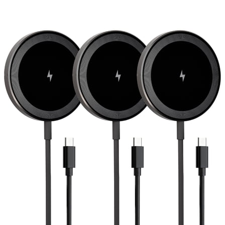 Wireless Charger, 15W Charging Pad Compatible with iPhone 17 16 15 14 13 12 Series, Compatible with AirPods, Slim Portable Design, Black(3 Pack)