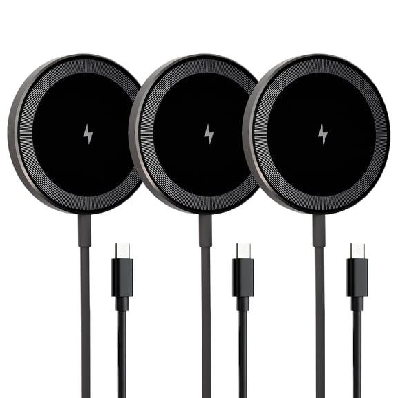 Wireless Charger, 15W Charging Pad Compatible with iPhone 17 16 15 14 13 12 Series, Compatible with AirPods, Slim Portable Design, Black(3 Pack)