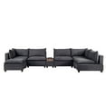 thumbnail image 4 of Contemporary Home Living 173" Madison Dark Gray 7-Piece Modular Sectional Sofa Chaise with USB, 4 of 7