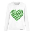 thumbnail image 4 of Women's St. Patrick's Day Shirts Cute Shamrock Heart Printed Irish Tee Shirt Casual Long Sleeve Crew Neck Tops (L, Green-10), 4 of 4