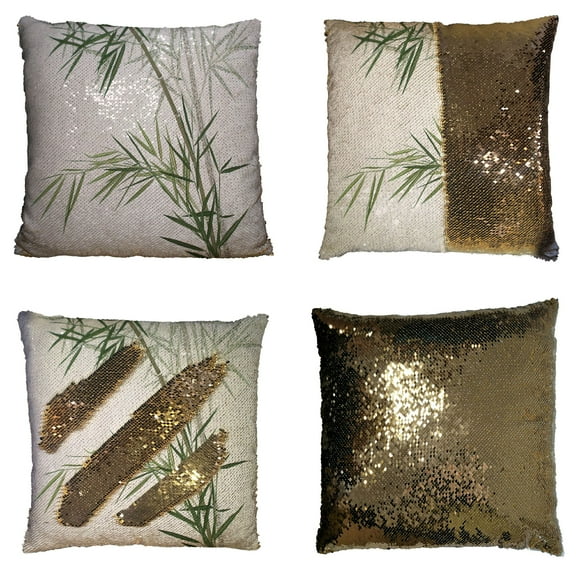 ZKGK Bamboo Reversible Mermaid Sequin Pillow Case 16x16 inches