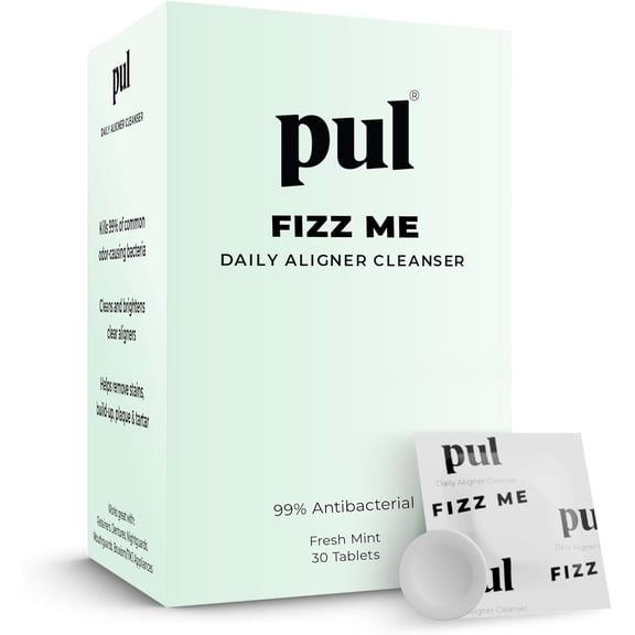 PUL Cleaning Tablets for Invisalign, Clear Aligners, and Retainers, Removes Odor, Stains, Plaque, 30 Count