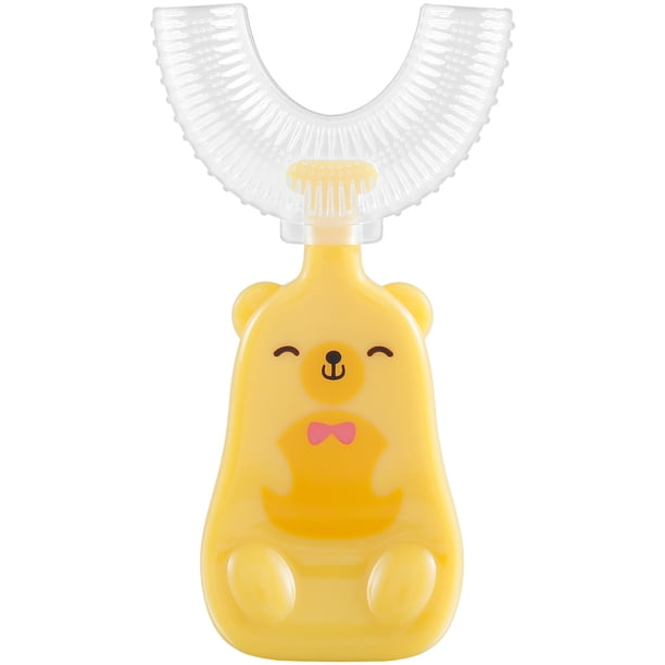 UShaped Toothbrush for 212 Years Old Kids Soft Silicone Brush Head 360° Oral Cleaning Manual