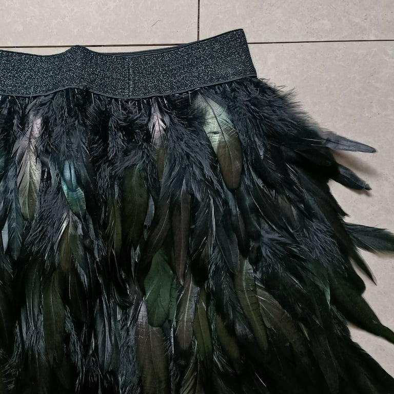 Sunisery Women Faux Feather Skirts Halloween Elastic Waist Mini