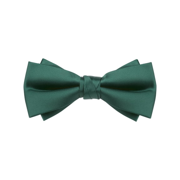 INSPIRE CHIC Mens Solid Color Layered Necktie Pre-tied Bow Ties for Party Wedding Dark Green