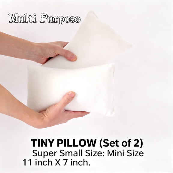 EVOLIVE 2-Pack Gray Micromink Shell Mini Tiny Pillows, 11"x7" - Machine Washable, Lightweight, Breathable Multi-Purpose Travel Pillows for Neck, Back Support, Pet Use (Cream, 7"x11")