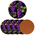 thumbnail image 2 of Grape 6PCS Round Microfiber Leather Coasters Set, 11x11 cm/4.3x4.3 in Absorbent Drink Mats for Home, Kitchen, and Office - and Easy to Clean Table Coasters, 2 of 6