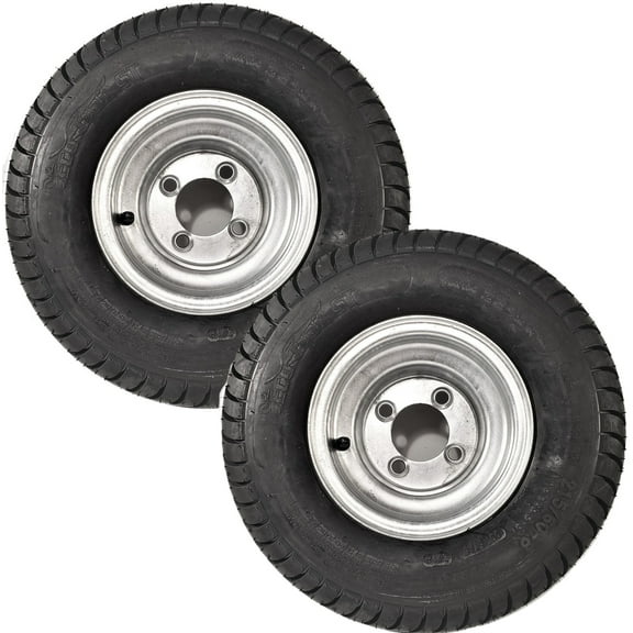 eCustomrim 2-Pack Trailer Tires On Galvanized Wheel Rims 18.5x8.5-8 215/60-8 Load C 4 Lug