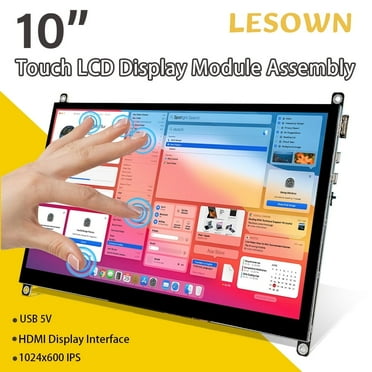 LESOWN 10 inch Monitor HDMI Small LCD Smooth Responsive Touchscreen IPS 1024x600 10.1 inch Display with Dual Speakers Drive Free